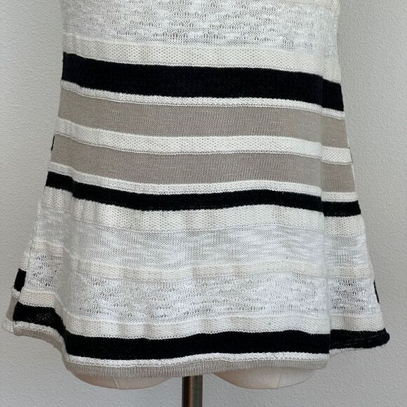 Dolan Sleeveless Sweater - Tan, Black, White Stripe-Cowl Neck-Medium - Picture 8 of 11
